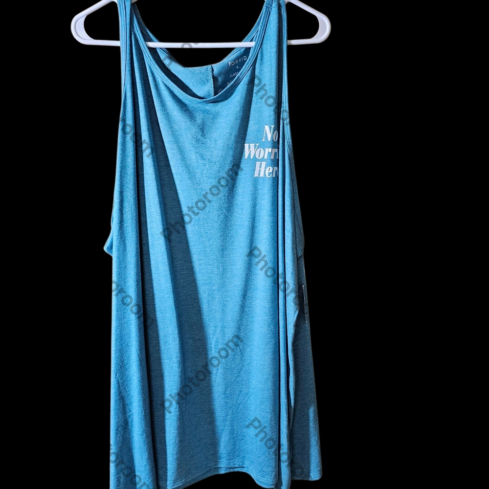 NWT 'No Worries Here' Torrid Blue Tank Top